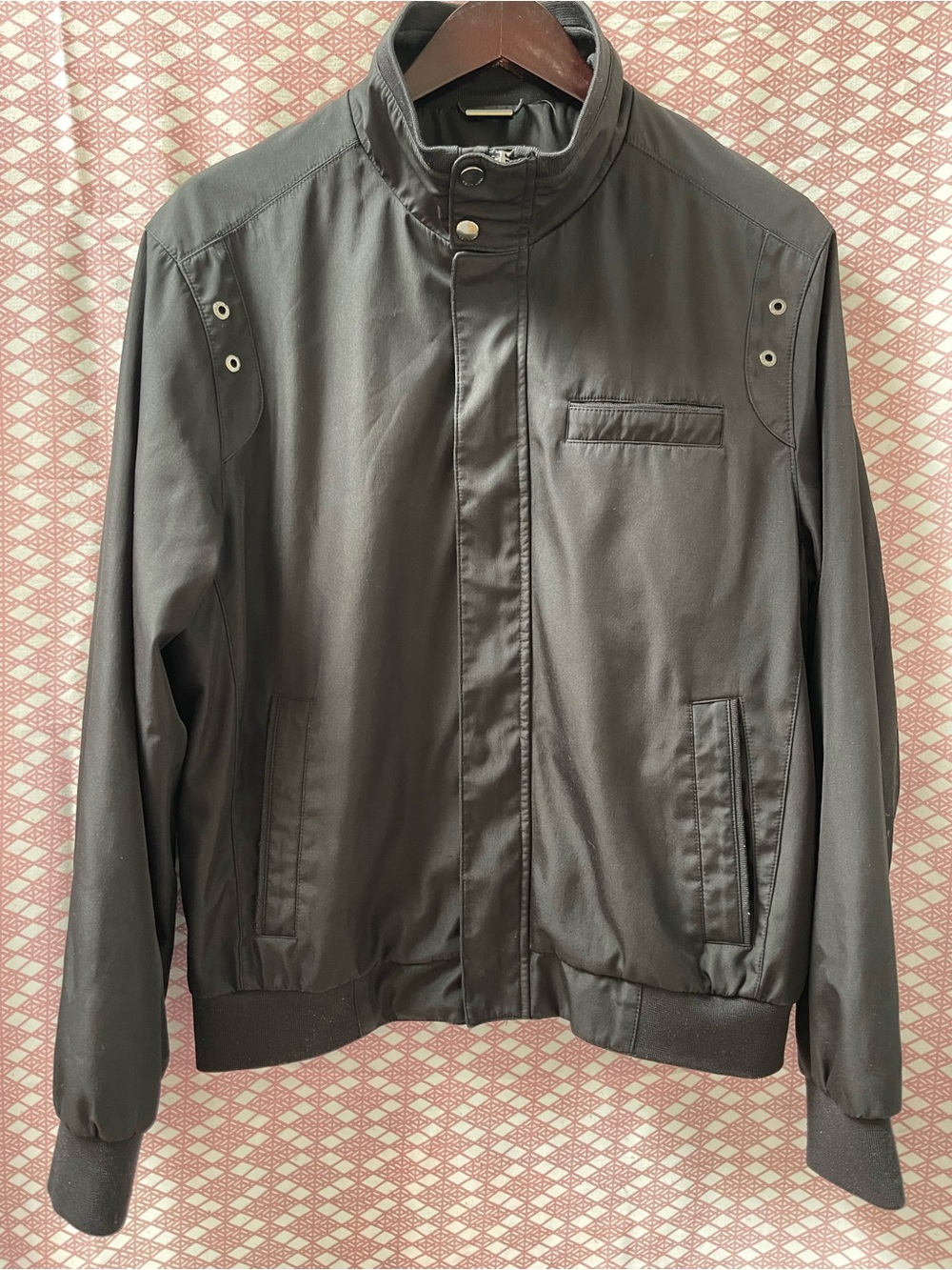 Calvin Klein Men's Black Tech Bomber Jacket Wind Protection Water Resistant